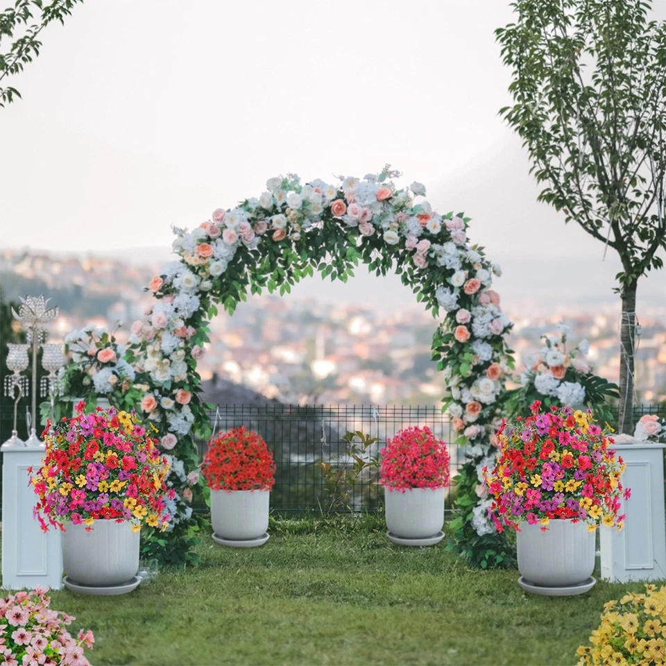 2x Plantas Artificiales de Boj con Flor - 23" Decoración Realista de Porche y Patio Foto 3 de 4