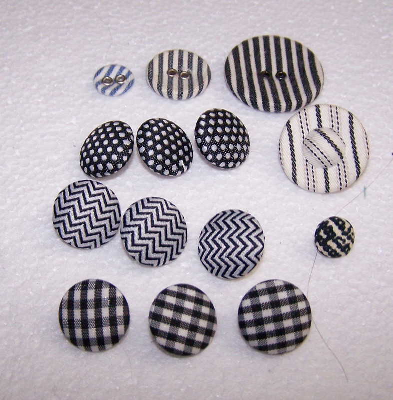 14 Black and White Fabric Sewing Buttons