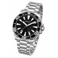 Invicta Men's Pro Diver 46mm Quartz Watch 69242 Black Dial Silver Band NIB