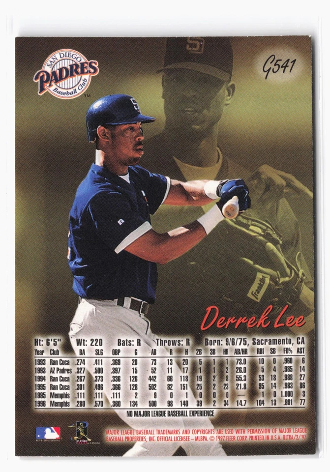 1997 Ultra Gold Medallion #G541 Derrek Lee San Diego Padres SP - Image 2 of 2