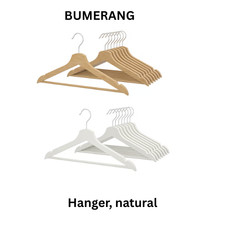 Neu IKEA BUMERANG Kleiderbügel Massivholz 2 Farben weiß & natur 8er Pack