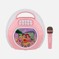 Disney Princess Portable Karaoke Player w/ Microphone, Pink White Graphic