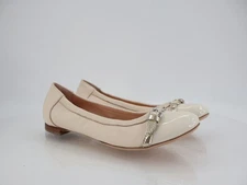 AGL Womens Monika Ballet Flat Size 39.5 9.5 Ivory Leather Cap Toe Dress Shoe