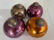 4  Crackle Glass Round Ball Sphere Decoration Elegant Glass