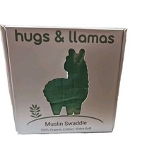 hugs  llamas  100 Organic Cotton Muslin Swaddle 47  x 47  , Cuddly Llama