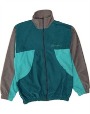 VINTAGE Mens Tracksuit Top Jacket Small Turquoise Colourblock Polyester AZ10