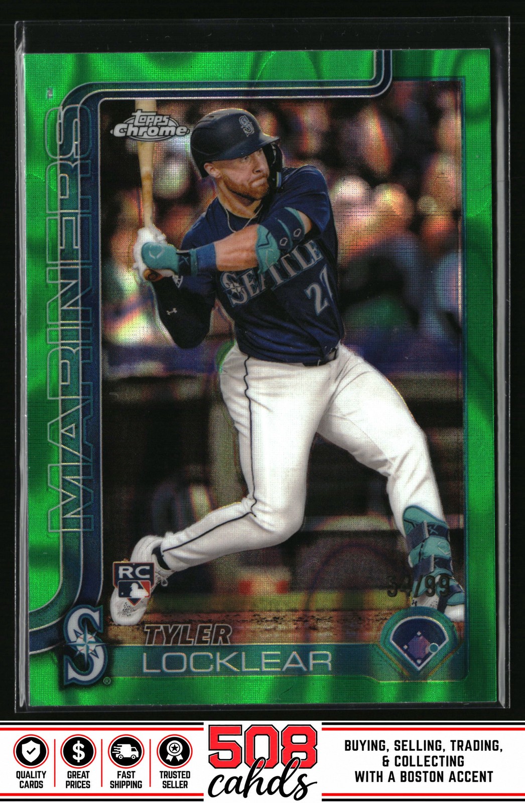 2025 Topps Chrome #41 Tyler Locklear Green Lava Refractors #/99