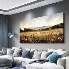 Modern Canvas Print Wall Art Vintage Home Decorlawn Painting With Floral Wall...