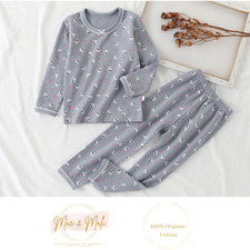 Cotton Kids Pajamas childrens pajamas Gifts for Kids Organic Girls Pajamas Grey