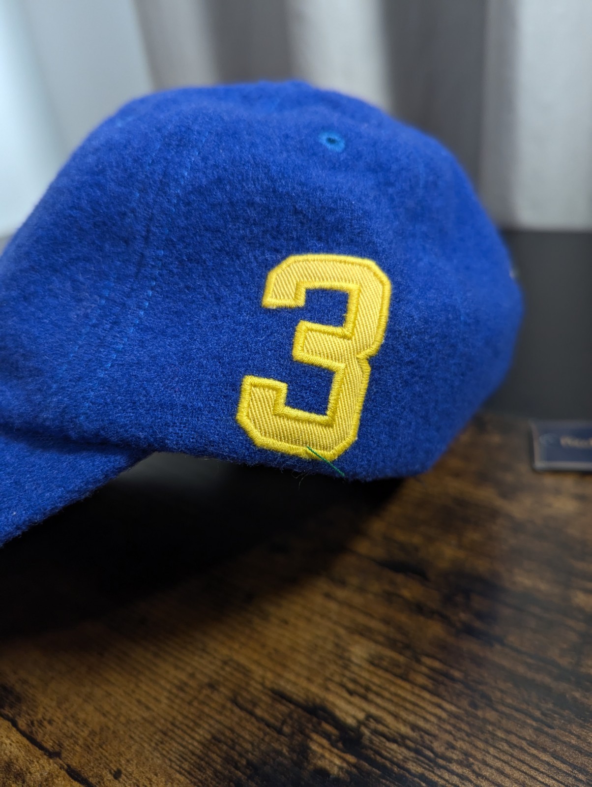 PONY Cappello uomo vintage Polo Ralph Lauren berretto misto lana blu fondo di magazzino taglia unica