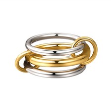 14K Gold Plated Interlocked Stackable Rings for Women 3 Rings Set Statement Band
