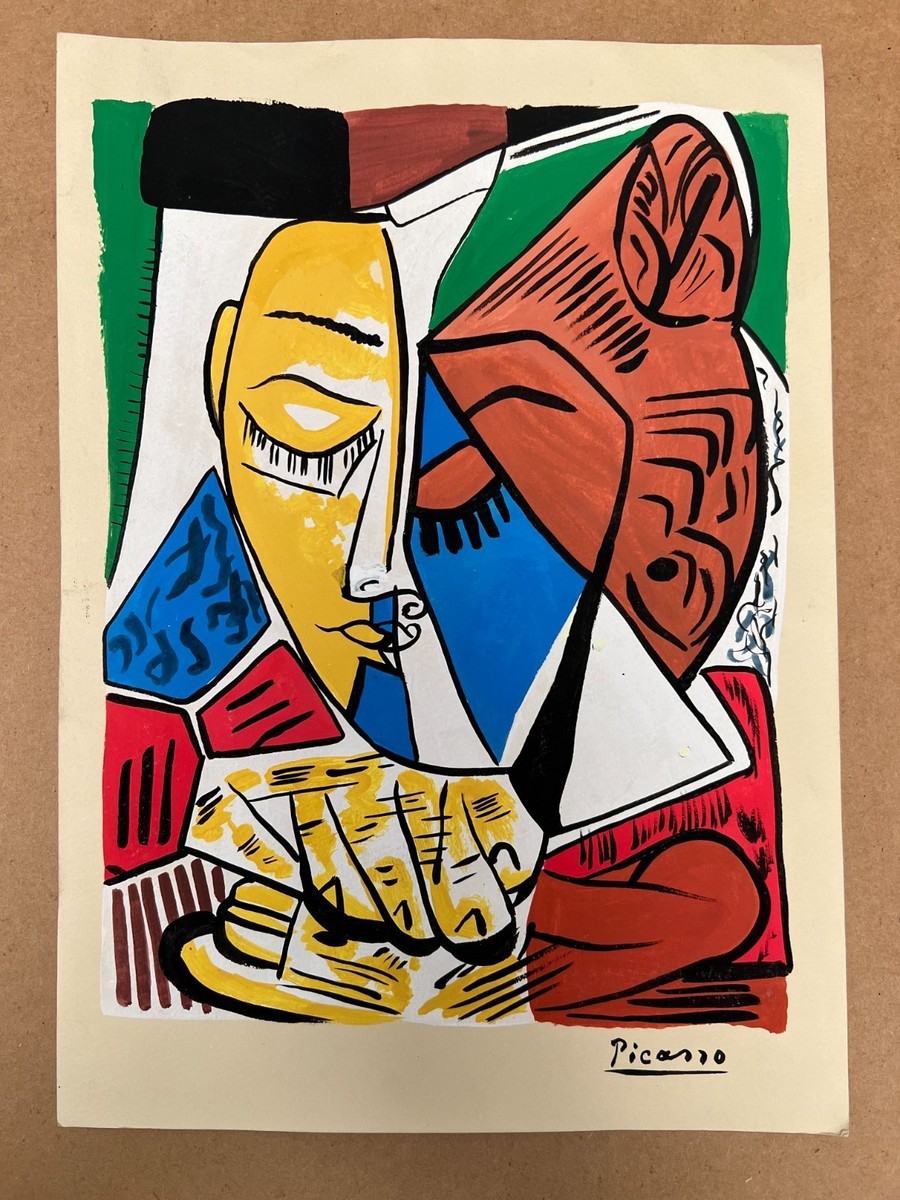 Pablo Picasso (Handmade) Drawing On Paper Signed & Stamped Mixed