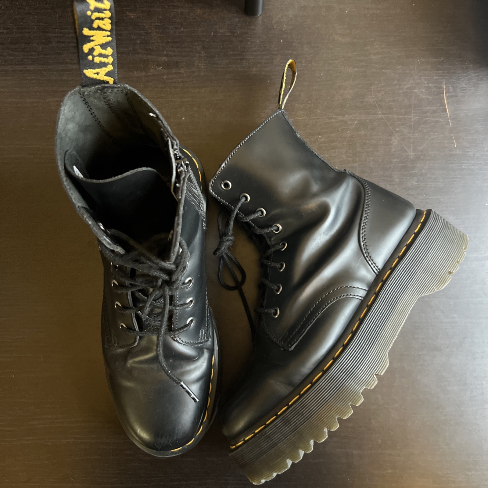 Doc Martens Jadon US Mens 9 Womens 10.5 Black Leather Platform Combat Boots