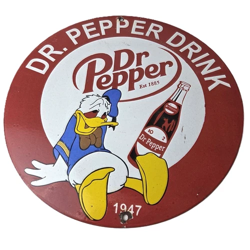 Vintage Dr Pepper Sign - Porcelain Soda Cola Man Cave Collection Sign