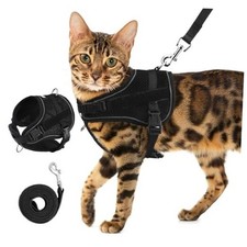 Cat Harness and Leash Set Escape Proof, Adjustable Reflective Small Black
