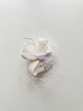 BLAIR NADEAU MILLINERY White Lace Sinamay Birdcage Veiled Bridal Fascinator