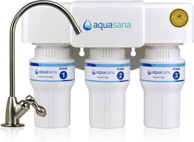 Aquasana Under Sink Water Filter | 3-Stage Max Flow Filtration, AQ-6300-BN