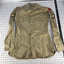 Vintage 40s 50s Khaki Army Military 5th Infantry Usmc WWII Korean War Shirt
