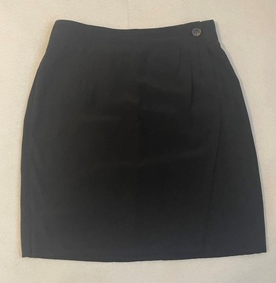 VINTAGE Gene Ewing 100% Silk Black Wrap Skirt Women's- 4