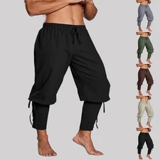 Mens Gothic Vintage Party Pants Lace Up Renaissance Medieval Cosplay Joggers