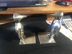 UNIQUE Vintage SOLID Polished White Brass Penguin Figural Bookends Made in India — photo 3