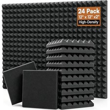 24 Pack 2 Thick Pyramid Acoustic Foam, Sound Proof Foam Panels for Walls