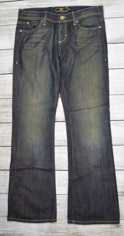 Pantalones de mezclilla para mujer Divine Rights of Denim corte bota pierna descoloridos lavado oscuro talla 25 Foto 2 de 4