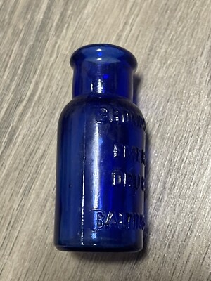 VINTAGE COBALT BLUE GLASS BOTTLE - EMERSON DRUG CO.  BROMO SELTZER - 2 1/2'' 