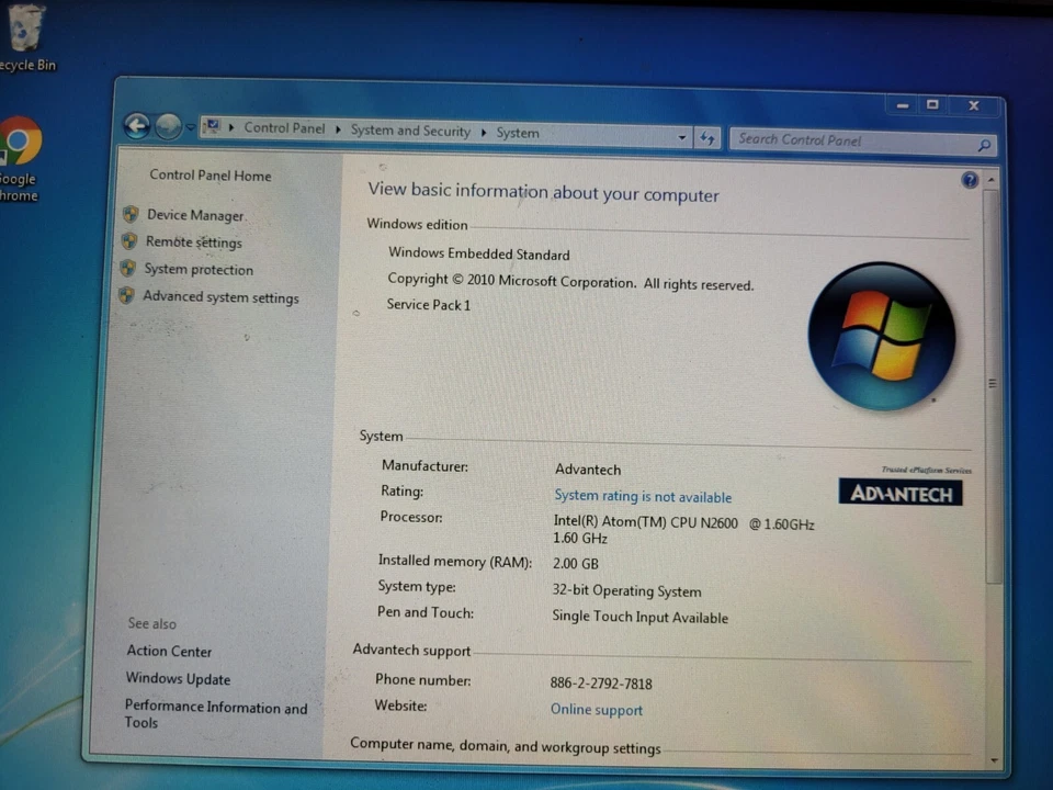 Advantech PWS-770 Touch Computer Intel Atom n2600 2gb ram 30gb hdd Windows 7 - Image 2 of 4