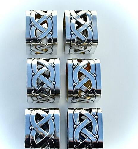 WMF Very Rare Set 6 Jugendstil / Secessionist Silver Plated Napkin Rings, c1890 - Picture 2 of 12