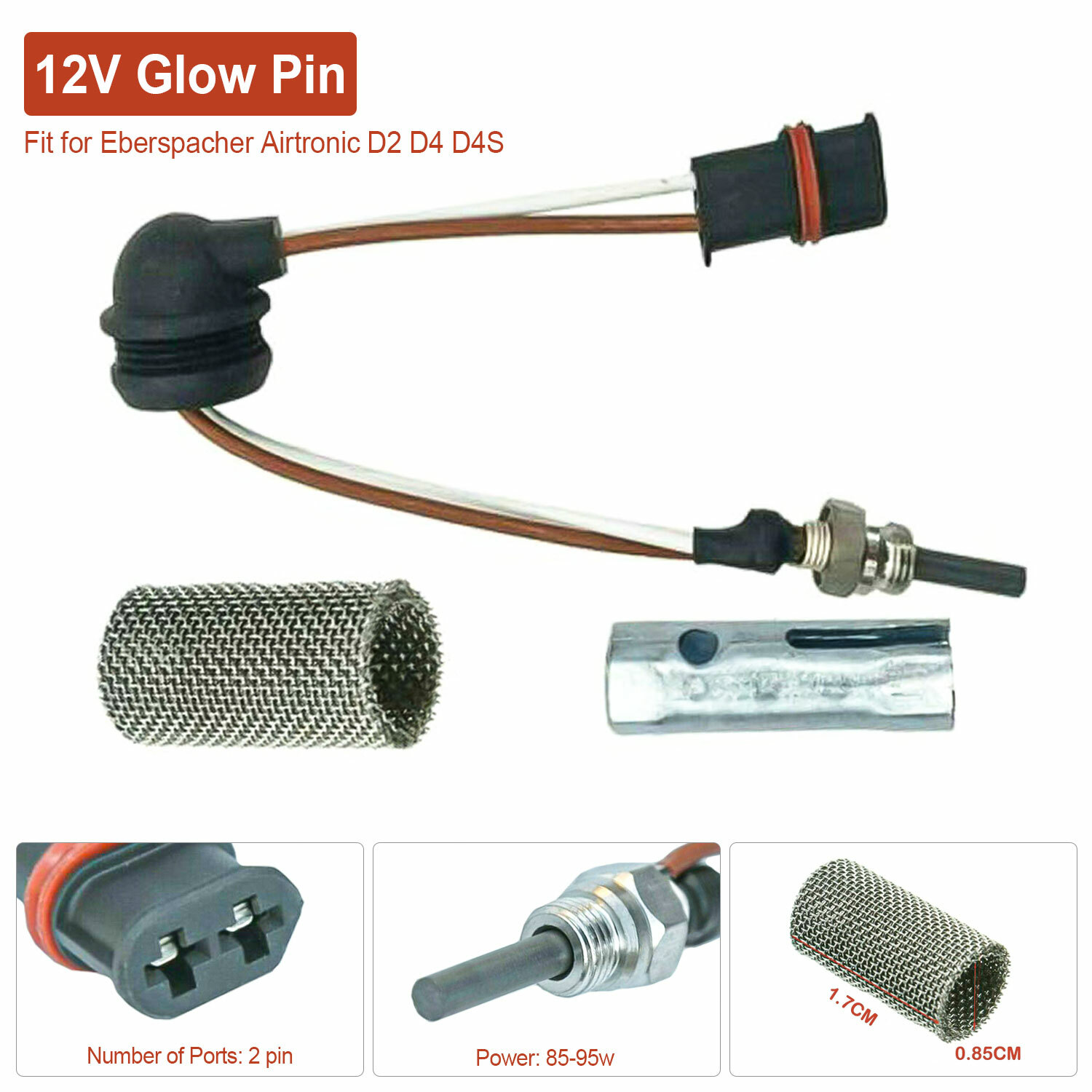 For Eberspacher Espar Airtronic Heater D4/D2/D4S 2 Pin Glow Pin Plug Kit |  eBay