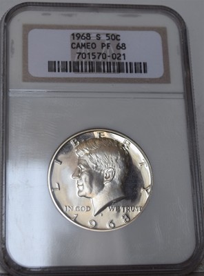 1968-S KENNEDY HALF DOLLAR NGC PF 68 ULTRA CAMEO 50c UCAM