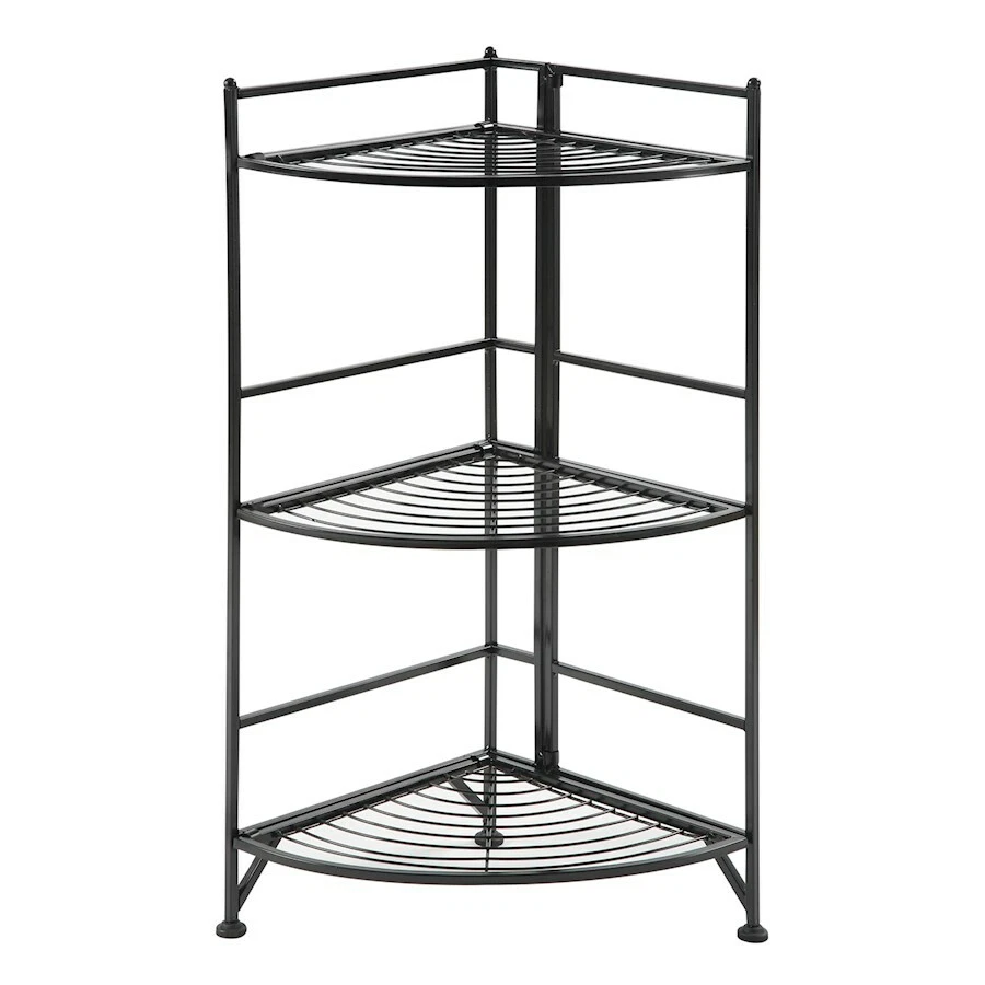 Convenience Concepts Xtra Storage 3 Tier Folding Corner Shelf Black 8022B