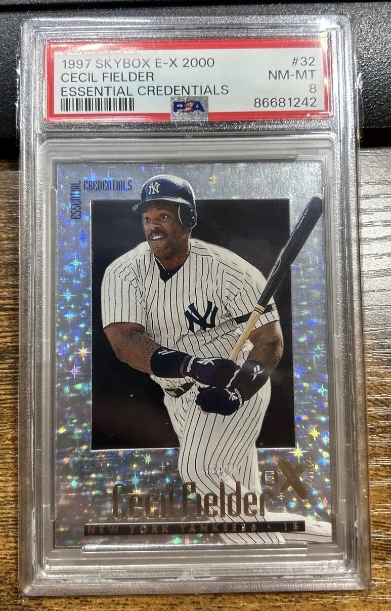 Cecil Fielder 1997 SkyBox E-X2000 Essential Credentials #/99 SSP #32 PSA 8 POP 3