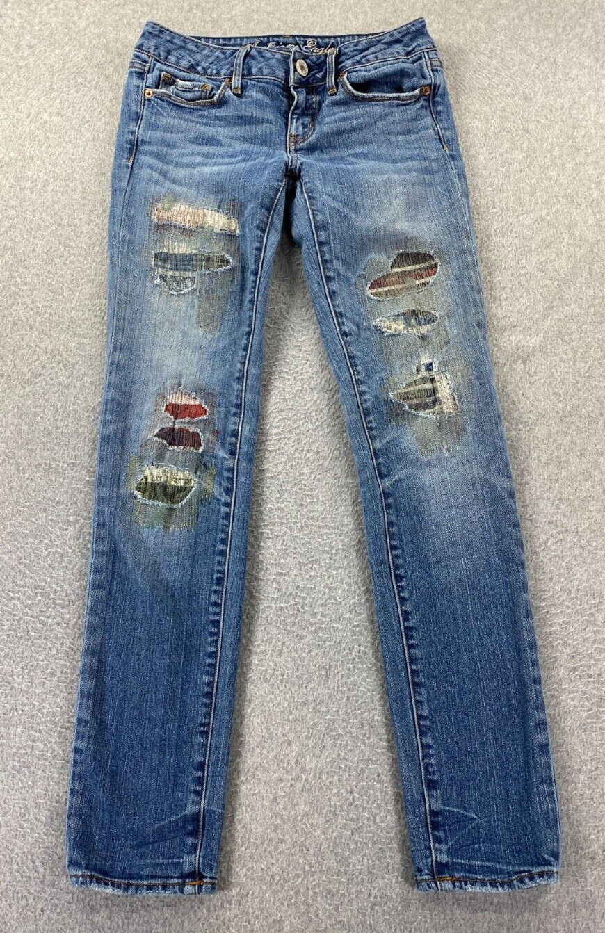 American Eagle Distressed Patch Skinny Jeans Wome… - image 1
