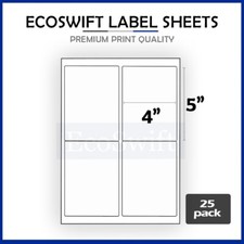 100 4 x 5 EcoSwift Laser/Ink Address Shipping Adhesive Labels 4 per sheet