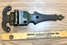 Antique SALVAGED Heavy Duty BRASS Barn Door Strap Hinge bracket Bent Need repair