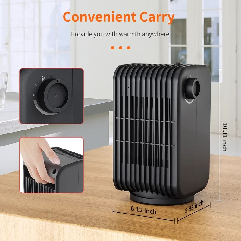 Kloudic 1500 Watt 0.9 BTU Electric Cabinet Space Heater with Digital Display