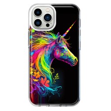 Funda Floral Unicornio Arco Iris Neón Antigolpes para Apple iPhone 12 Pro