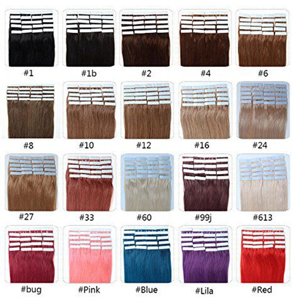 Tape-In THICK Russian Remy Human Hair Extensions FULL HEAD Invisible Skin Wefted - image 3 of 4