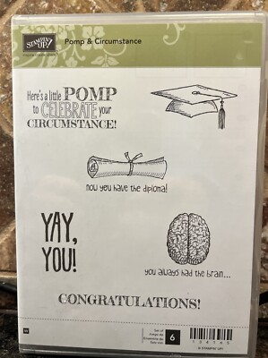 Stampin Up Set Pomp & Circumstance Graduation Diploma Hat Congrats #134165 NEW