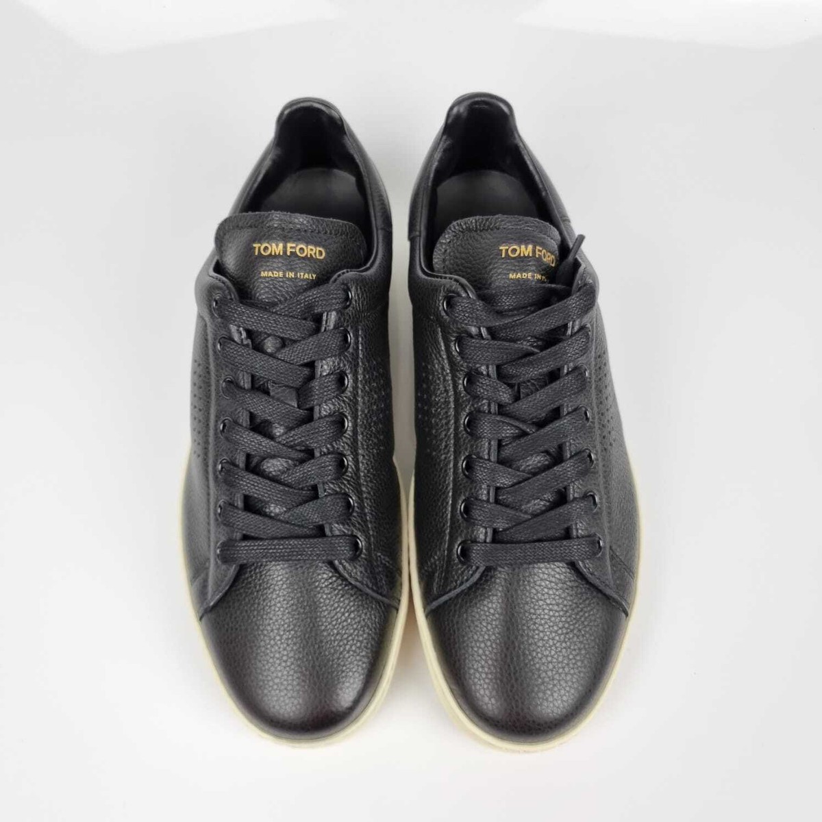 Tom Ford Warwick Black Grained Leather Sneakers New | eBay
