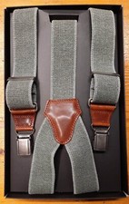 Vintage Medium Grey 09C Strap with Leather Inserts - 100 Made in Italy
