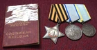 3 original silver USSR military awards WW2 on Suspension order medal document