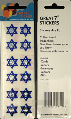12 packages of Prismatic David Star Stickers, ''Great 7'' Sticker designs, PPZ8202