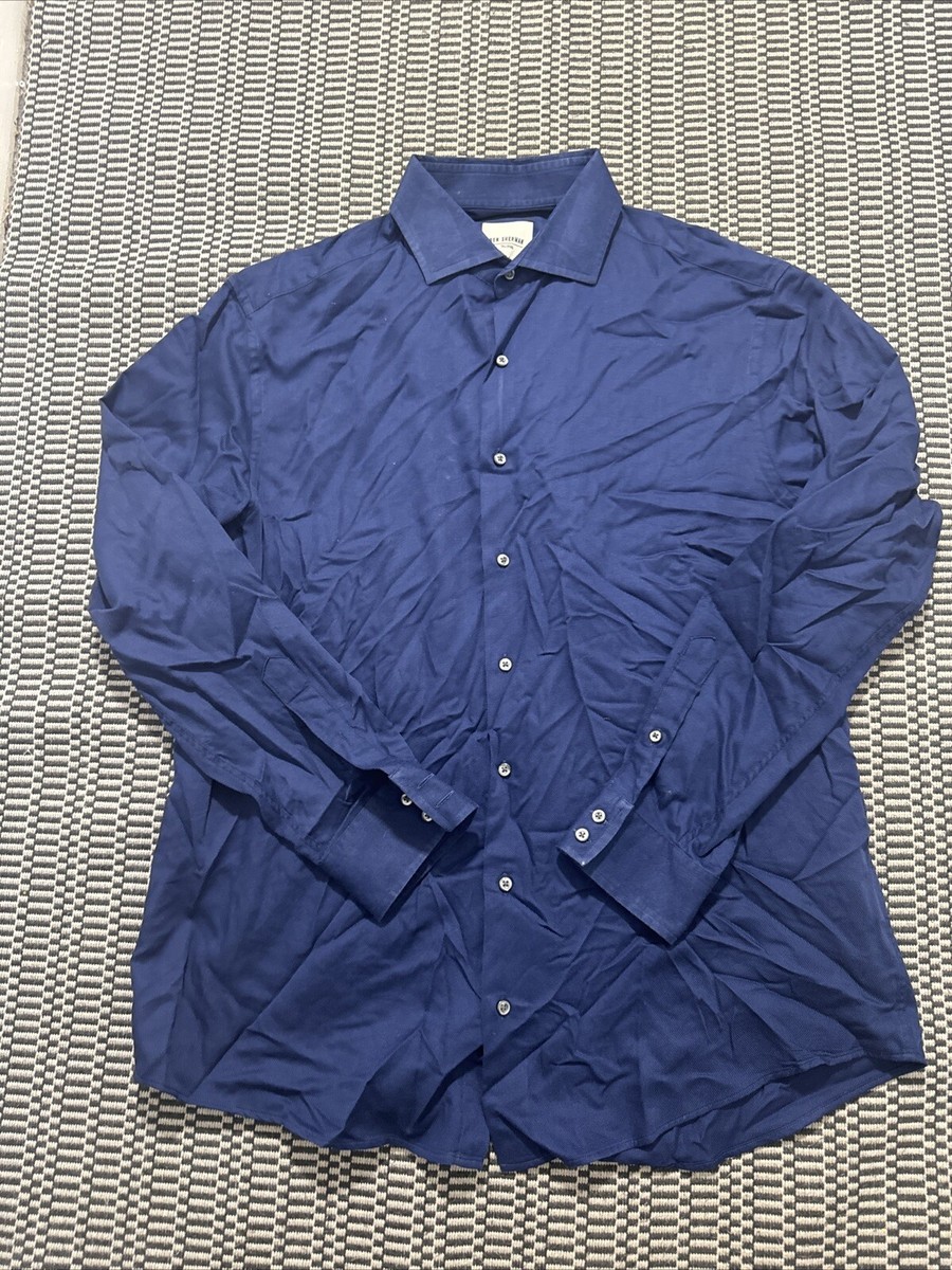 Ben Sherman tailored slim fit Mens Dress Shirt Size 16.5 Navy Blue all  cotton | eBay