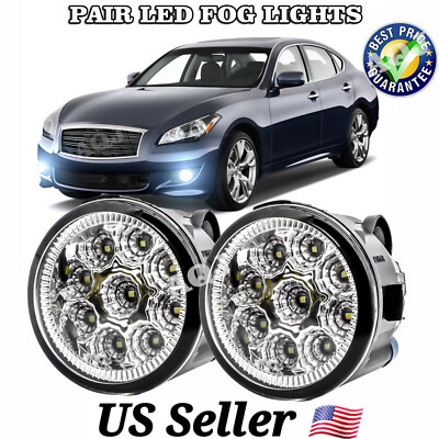 For Infinti G37 2010-2013 Clear Lens Pair Bumper LED Fog Lights Front Lamps