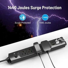 WSEASONLC Surge Protector Power Strip w/USB,Ultra Thin Flat Plug 3ft Extension
