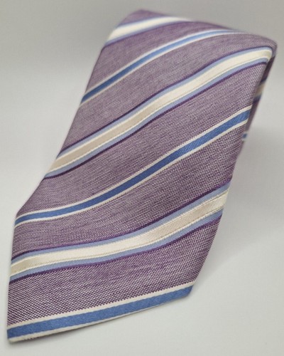 CANALI 100% Silk Neck Tie Made in Italy Purple Striped