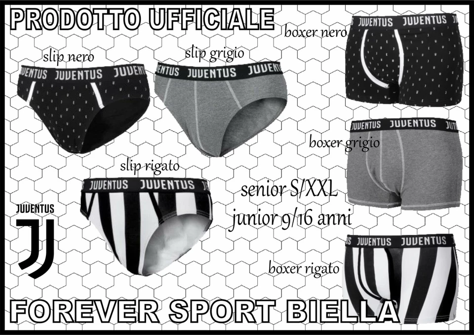 BOXER & SLIP JUVENTUS FC BAMBINO , RAGAZZO & ADULTO 100% COTONE ORIGINALI